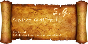 Suplicz Györgyi névjegykártya